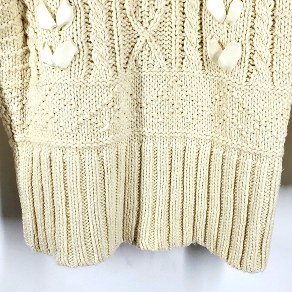 DENIM and SUPPLY Ralph Lauren Ivory Cowl Neck Ribbon Sweater M EUC - Picture 8 of 13